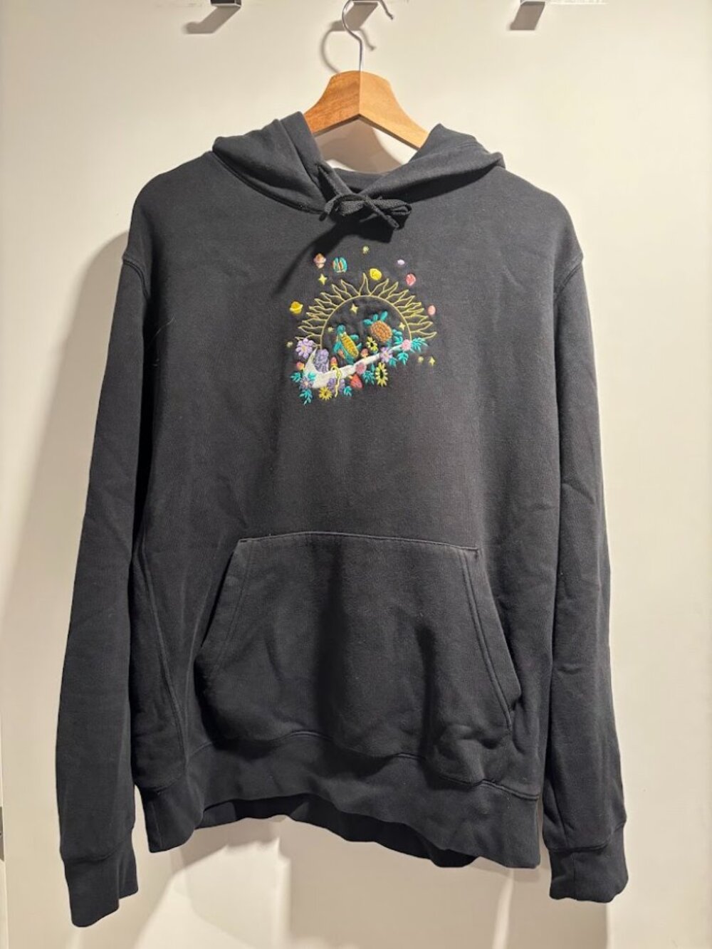Black Embroidered Nike Hoodie